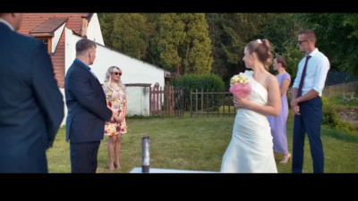 Bride pulls her dress up and let him eat her pussy in front of guests
