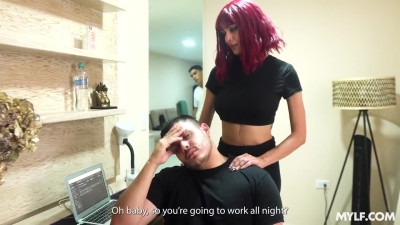 Tattooed doll enjoys a loud fuck with her lover while her husband is at home.