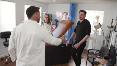 Brunette wife Laney Grey is fucking with a doctor while her cuckold husband's watching
