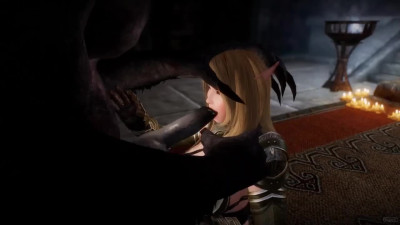 Skyrim 3D Porn Cartoon: Gorgeous Busty Blonde Elf-girl Enjoys Massive BBC Of a Gigantic Werewolf