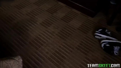 Lovely red haired girl from hotel service begs for more after clothed POV sex