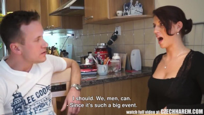 Czech Milf and teen congratulate guy with bj