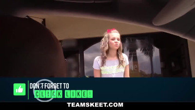 Cute teen is her sweet pussy fucked hard by a monster cock guy