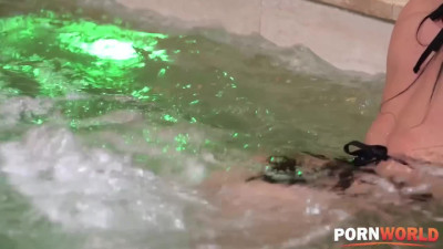 Horny bitches are having hot foursome by the pool
