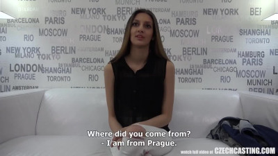 Shy czech girl is getting fucked on the couch at the porn casting