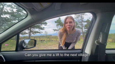Busty chick asked for a ride but she has to do smth speacial for it