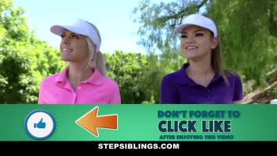 Two seductive chicks Allie Nicole and Athena Faris seduced stepbro to fuck their pussies while he's teaching them how to play tennis
