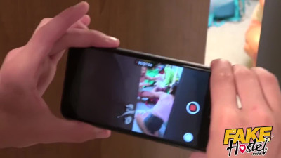 Freaky teens have a hot late night threesome in hostel