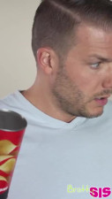 Slutty Slim Teen Decided To Enjoy Her Step-bro's Dick When She Saw That His Hands Got Stuck In Cans