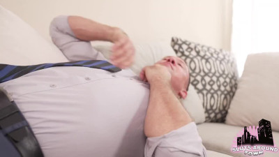 Cute Slim Redhead Babe Helps Her Stepdad Relieve Stress By Pleasing Him With Hot Sex