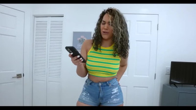 Curvy Curly Latina Gem Jewels Drives Her Step-bro Crazy With Her Huge Ass & Herself Goes Nuts With BBC