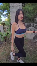 Sexy latina is sucking a stranger's cock outdoors until he cums