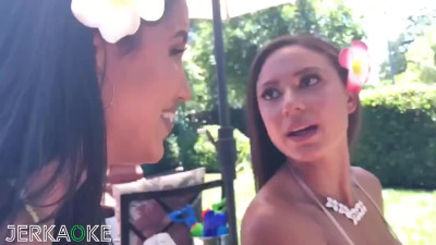 Horny babes are having passionate lesbians sex outdoors