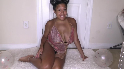 Black Stepsister fills her cunt with fake creampie when thing about me