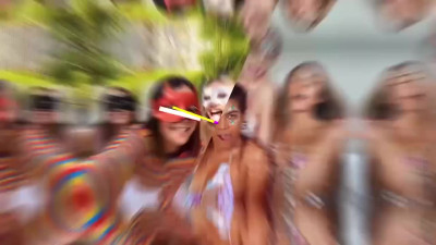 A group of skinny girls shared one's bf's cock on the sofa