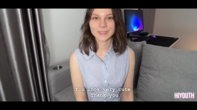Cute college girl HiYouth starts her porn career with a bang