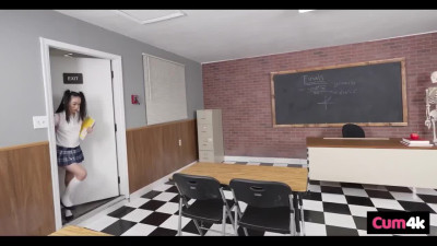 Old dude fucked his 18yo Asian exchange student right in the classroom