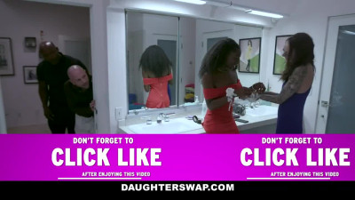 Black and White Stepdad Swap Stepdaughters for a Foursome