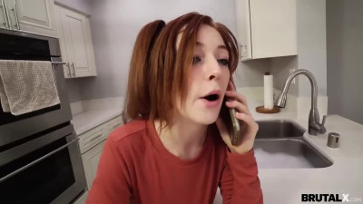 Tiny redheaded girl goes through a very grueling fuckfest