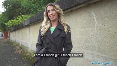 Seducitive french teacher is getting her tight pussy fucked by a big cock public agent