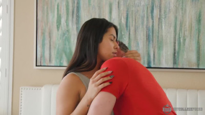 Adorable college chick has her shaved pussy stuffed by her handsome lover