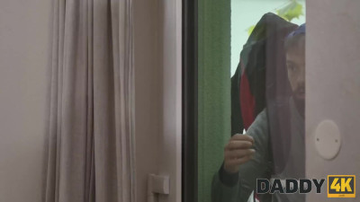 Stepdaddy is afraid to be caught by his wife but still fucks his stepdaughter