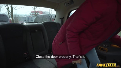 Tiny Slim Nerdy Brunette Student Seduces a Taxi Driver When She Realizes That He's Her Ex-teacher