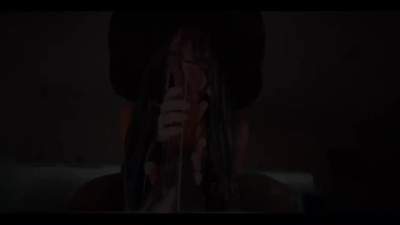 Brunette witch rides a big, creamy dildo
