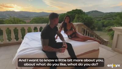 Arousing chick Andrea Retali is having a passionate fuck with Nestor Zarc outdoors