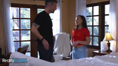 Tight Asian babe has a crush on an older white dude so they fuck