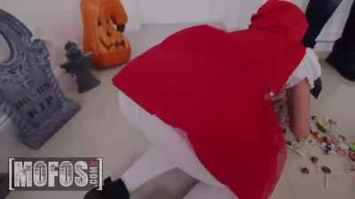 Little Red Riding Hood's being fucked by a big grey wolf
