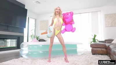 Beautiful and petite Emma Rosie receives a really huge dick inside her pussy
