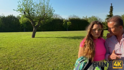Shameless slut fucks random dude in front of her cuck in a public park