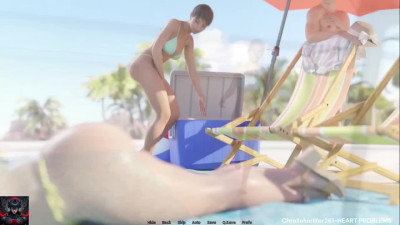 Juicy brunette is getting her buttocks massaged on the beach