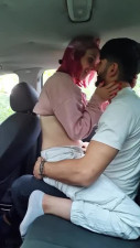 Slim redhead wife can't stop riding the cock right in the car