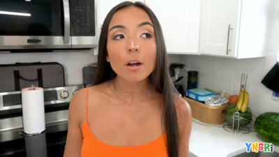 Teen stepsis teases him and ends up pounded on the couch