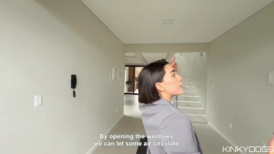 Really nice brunette real estate agent with a bubble butt gets nailed by her client