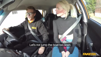 Freaky blonde is up to rock the cock in the car