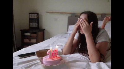 Russian petite step-sis got fucked by her step-bro on her birthday