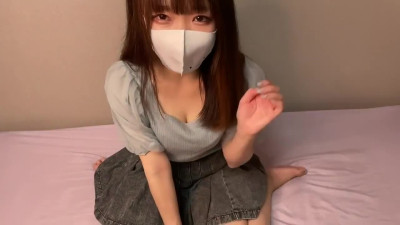 Japanese in mask plays with her perky tits - Solo