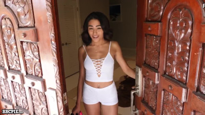Adorable teen with sporty body takes her fighting trainer's BBC in her mouth and juicy pussy