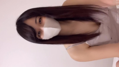 Nicely tittied amateur Asian girl plays a bit with her pixelated cunt