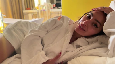 Sexy Buxom Brunette Hottie Got Seduced By Her Stepdaddy While Sharing the Bed With Him In the Hotel