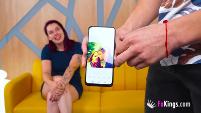 Curvy redhead and her bf get freaky on the couch in front of a camera