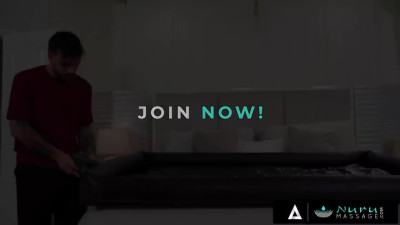 1-st Nuru Massage Experience Grants Slim Asian Ameena Green & He BF Unforgettable Sensations & Sex