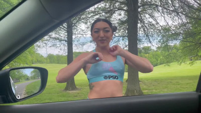 Slutty Asian PWAG was jogging in the park and ended up on driver's cock