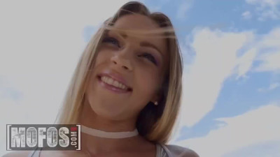 Blondie's assole get stretched on a balcony floor