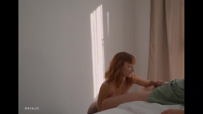 Cute redhead minx sucks off and rides her boyfriend for a creampie