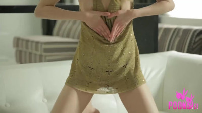 Skinny blonde with small perky tits masturbates until orgasm