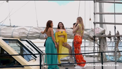 Boat trip with girls who all want to fuck the captain all at once